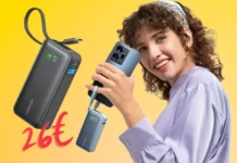 Anker Nano Power Bank da 10000mAh con cavo integrato e 2 USB a soli 26€