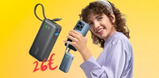 Anker Nano Power Bank da 10000mAh con cavo integrato e 2 USB a soli 26€